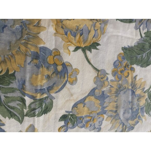 Vintage April Cornell Tablecloth Sunflower Yellow Blue Floral Cotton 48" X 49" - Picture 7 of 16
